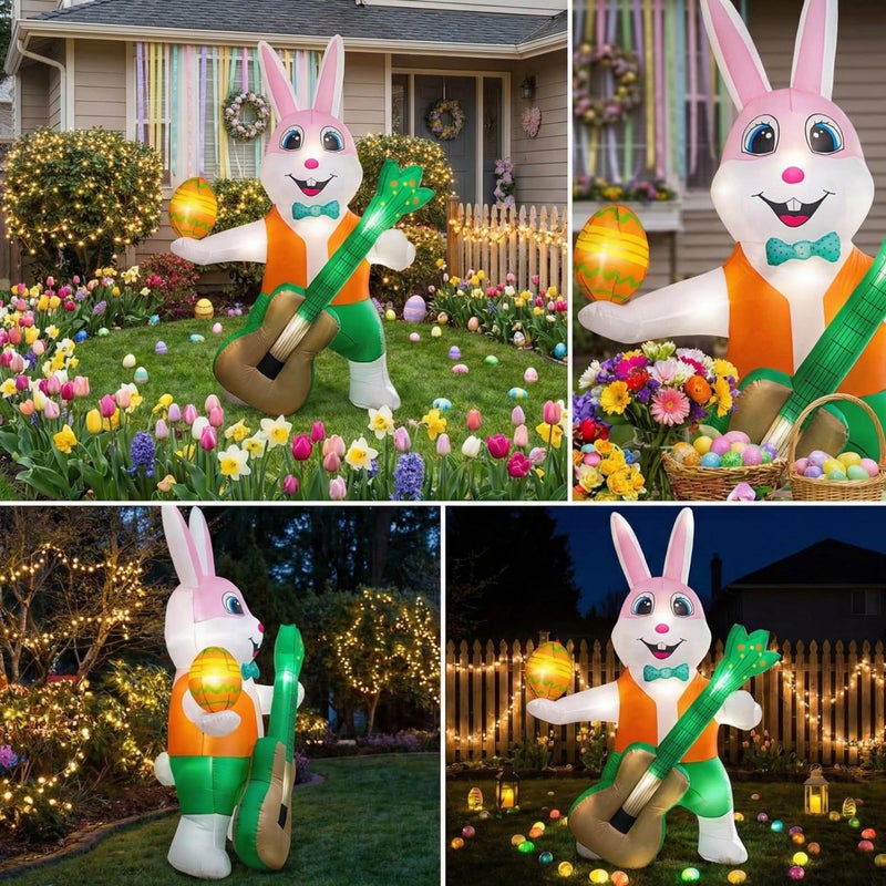 sewrung 6.0 FT Inflatable Bunny with Eggs - Lighted Easter Decorations for Indoor/Outdoor Yard & Garden - Image 4
