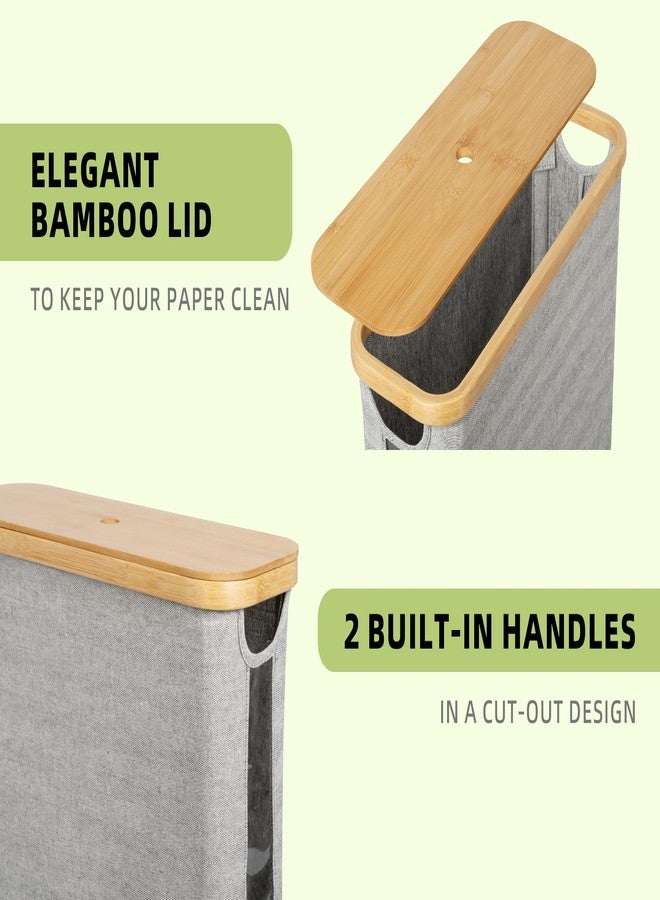 StorageWorks Toilet Paper Storage Basket, Papers Container with Bamboo Lid, Medium Toilets Holder for Up to 9 Mega Rolls, Organizer for Bathroom, Grey, 1 Pack - Image 5