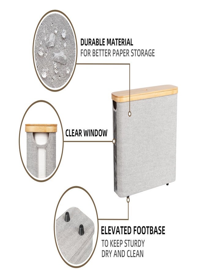 StorageWorks Toilet Paper Storage Basket, Papers Container with Bamboo Lid, Medium Toilets Holder for Up to 9 Mega Rolls, Organizer for Bathroom, Grey, 1 Pack - Image 4