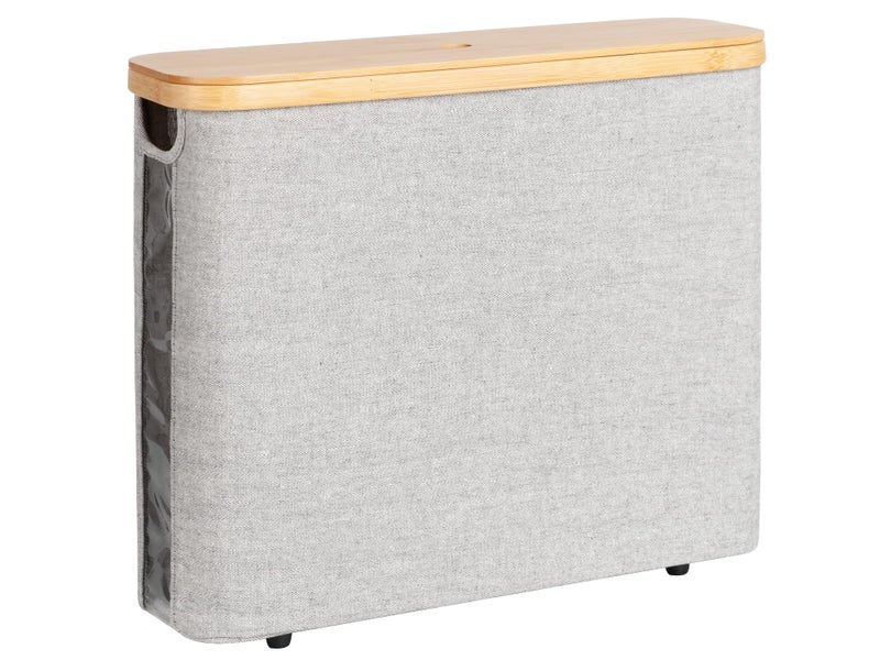 StorageWorks Toilet Paper Storage Basket, Papers Container with Bamboo Lid, Medium Toilets Holder for Up to 9 Mega Rolls, Organizer for Bathroom, Grey, 1 Pack - Image 1