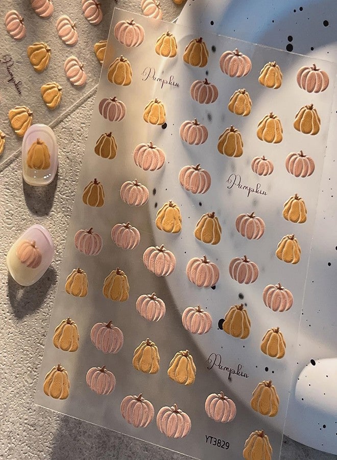 LYLYNB Pumpkin Nail Stickers 5D Embossed Fall Nail Art Stickers Cute Nail Decals Thanksgiving Nail Supplies Pumpkins Design Halloween Manicure Decorations DIY Autumn Nails Accessories for Women 1Pcs - Image 2
