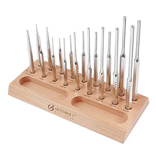 BESTNULE Punch Set, Roll Pin Punch Set, Punch Tools, Made of Solid Material Including Steel Center Punch and Nail Punch with Beech Block, Ideal for Machinery Maintenance - Image 1