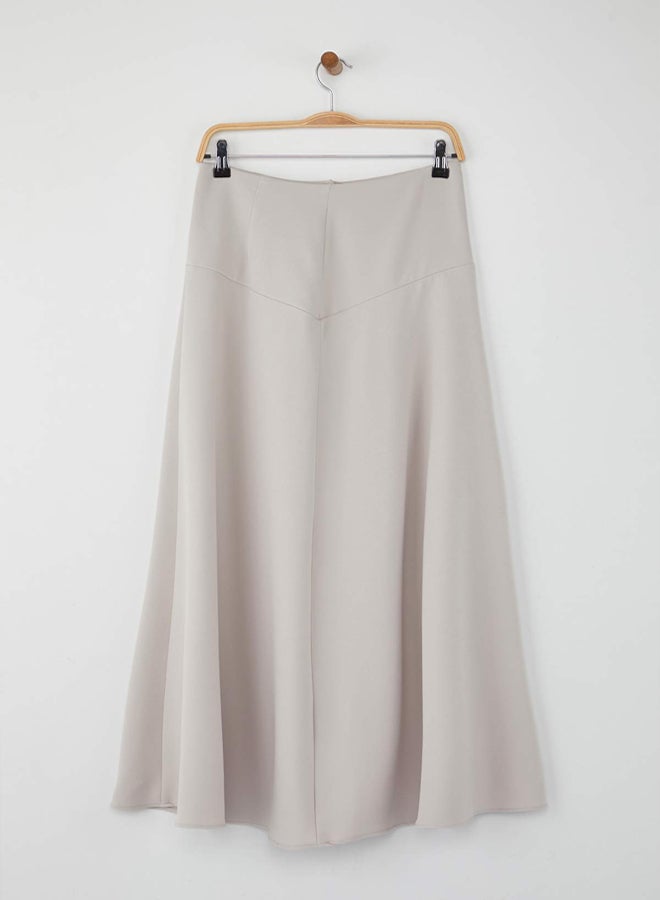 trendyol Beige Unlined Side Button Detailed Woven Skirt - Image 5