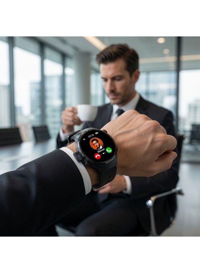 Smartberry SM405 Round Smart Watch with SIM Card Slot, 4G Calling, HD Touchscreen, Bluetooth, Built-in Camera, Rechargeable Battery, Fitness Tracker, Multi-Sport Modes, Android Compatible Smartwatch, Black - Image 5