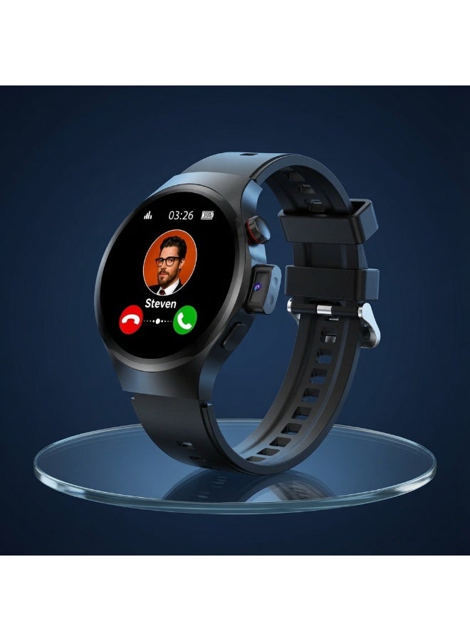 Smartberry SM405 Round Smart Watch with SIM Card Slot, 4G Calling, HD Touchscreen, Bluetooth, Built-in Camera, Rechargeable Battery, Fitness Tracker, Multi-Sport Modes, Android Compatible Smartwatch, Black - Image 3