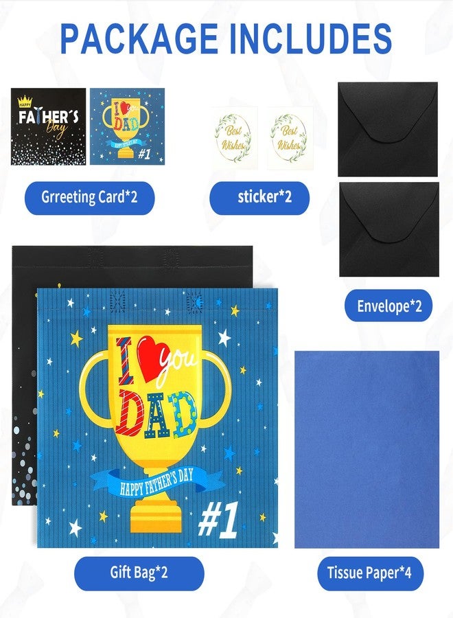 STYPOP 2 Pack 13" Fathers Day Gift Bags with Tissue Paper, Reusable Non-Woven Fathers Day Bags for Men/Dad/Grandpa, Medium Men Gift for Party Favor, 12.8"*10.2"*6.3" - Image 4