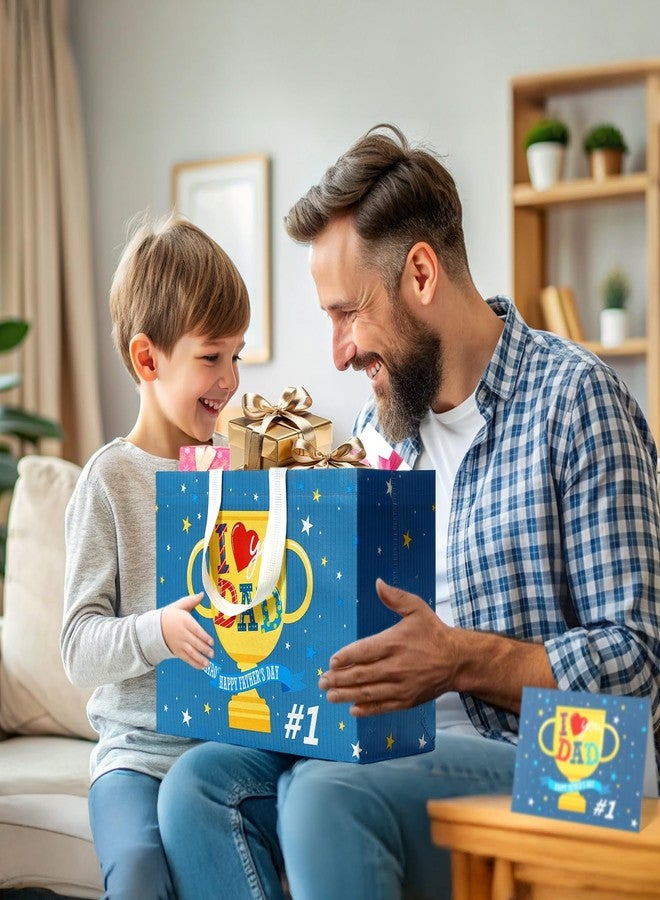 STYPOP 2 Pack 13" Fathers Day Gift Bags with Tissue Paper, Reusable Non-Woven Fathers Day Bags for Men/Dad/Grandpa, Medium Men Gift for Party Favor, 12.8"*10.2"*6.3" - Image 5