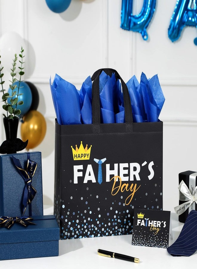 STYPOP 2 Pack 13" Fathers Day Gift Bags with Tissue Paper, Reusable Non-Woven Fathers Day Bags for Men/Dad/Grandpa, Medium Men Gift for Party Favor, 12.8"*10.2"*6.3" - Image 2