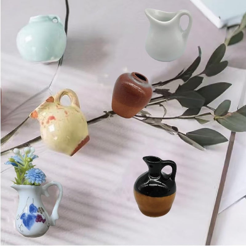 8PCS Mini Ceramic Vase Fridge Magnets Cute Plants Kitchen Decorative Refrigerator Accessories DIY Tiny Ceramic Vase Magnets for Fridge - Image 5