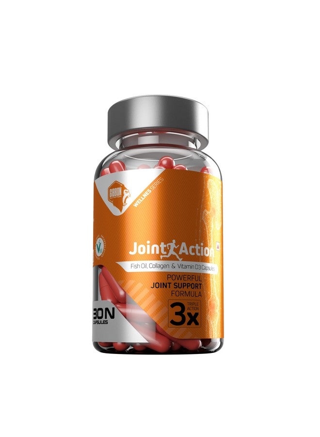 Gibbon Joint Action | Powerful Join Formula | Fish Oil, Collagen & Vitamin D3 Capsules | 40mg Undenatured Type II Collagen/Serving Made with UC-II | 30N with Triple 3x Action. - Image 1