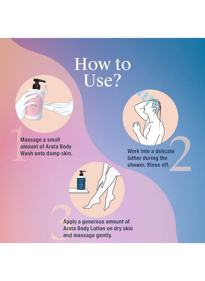 ARATA - Hydrating Bath & Body Combo ; Nourishing Body Wash (300 Ml) & Moisturising Body Lotion (300 Ml) ; Perfect For Daily Use & Gifting ; Gently Cleanses & Moisturises ; Vegan & Crueltyfree - Image 1