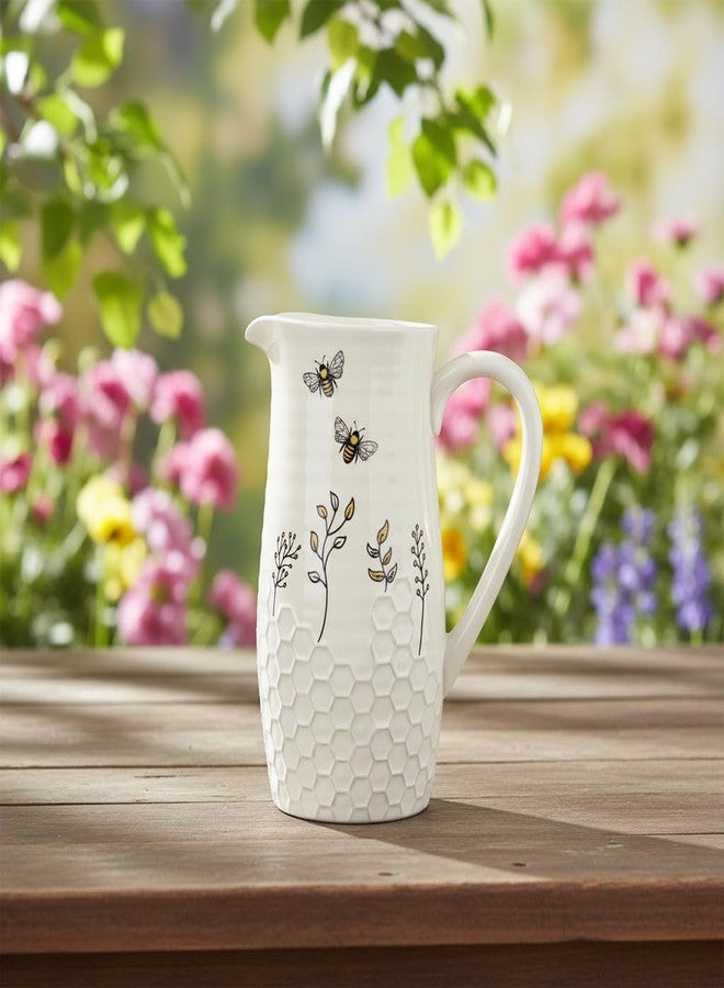 Young's Inc Honey Bee Ceramic Water Pitcher/Vase,Bee Farmhouse,Rustic Decor for Kitchen,Dining Accessories,8 Inch - Image 4