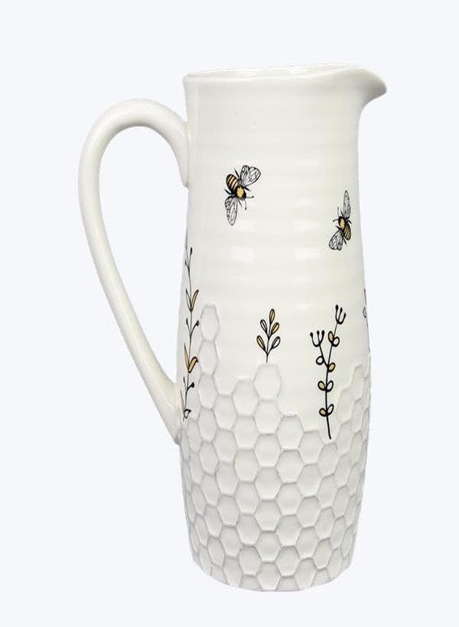 Young's Inc Honey Bee Ceramic Water Pitcher/Vase,Bee Farmhouse,Rustic Decor for Kitchen,Dining Accessories,8 Inch - Image 5