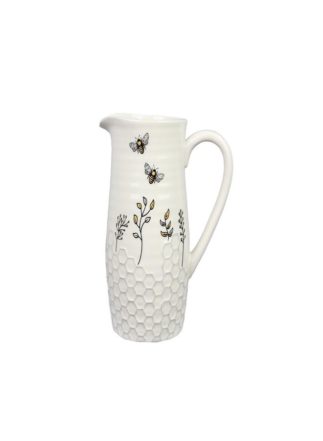 Young's Inc Honey Bee Ceramic Water Pitcher/Vase,Bee Farmhouse,Rustic Decor for Kitchen,Dining Accessories,8 Inch - Image 1