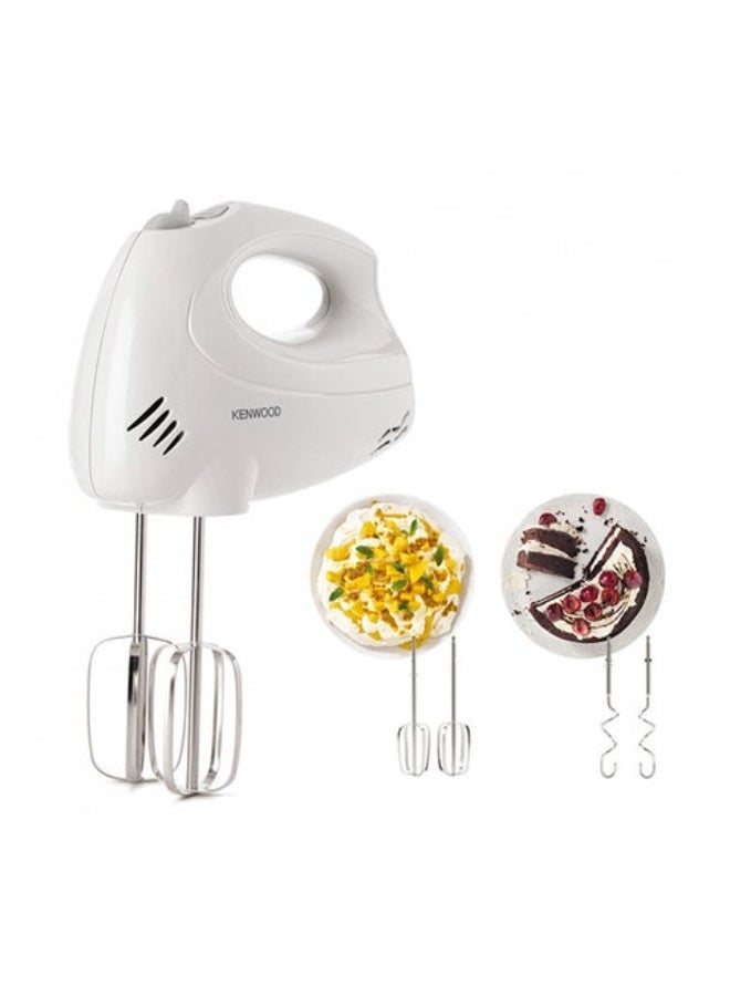 KENWOOD Hand mixer (electric beater) with 6 speeds + turbo button, double stainless steel dough hook and beater for mixing, whipping, stirring and kneading 250.0 W HM330 White/Silver - Image 1