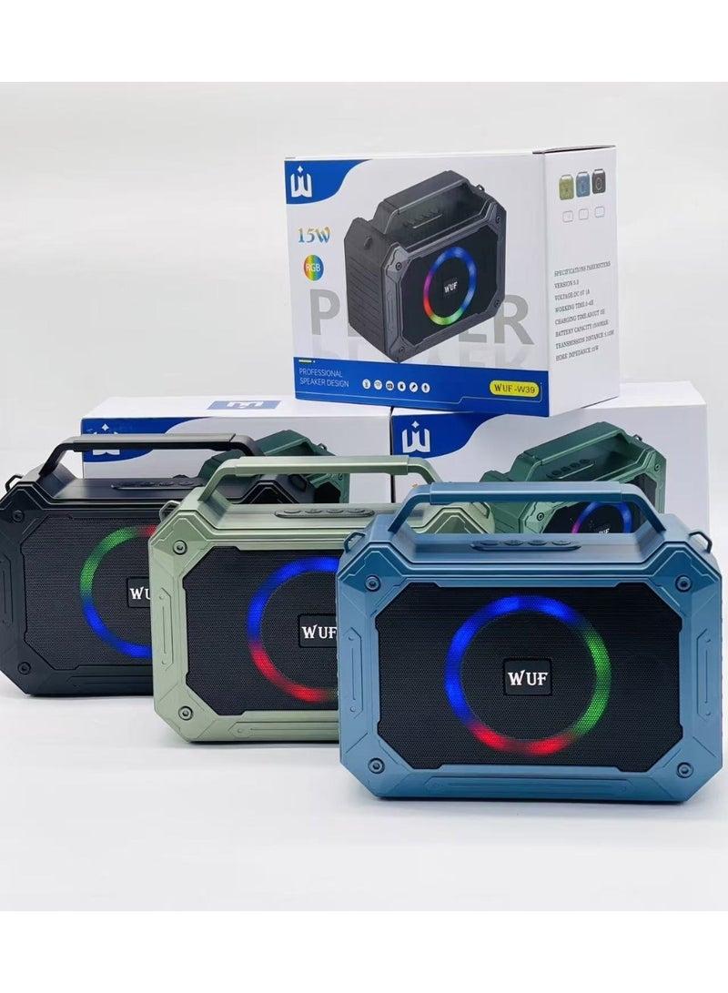 W Multicolor WUF W39 Bluetooth Speaker Portable Bass with FM USB TF Aux and Mic - Image 1