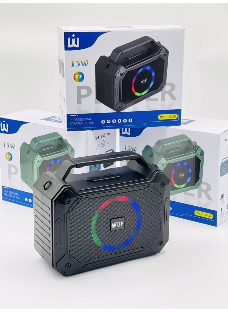 W Multicolor WUF W39 Bluetooth Speaker Portable Bass with FM USB TF Aux and Mic - Image 3