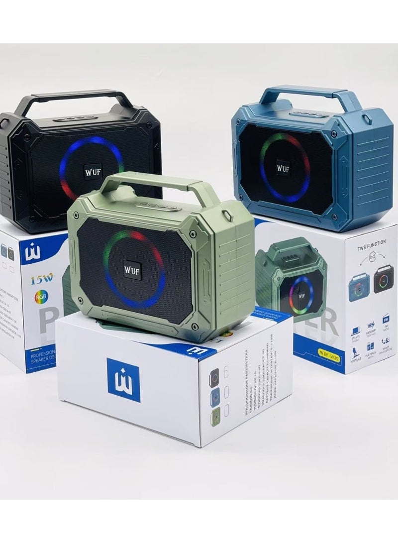 W Multicolor WUF W39 Bluetooth Speaker Portable Bass with FM USB TF Aux and Mic - Image 2