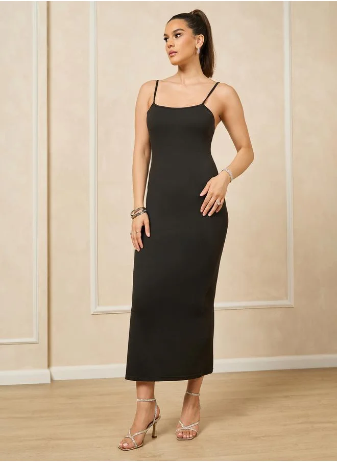 Styli Embellished Mesh Long Sleeves Maxi Dress