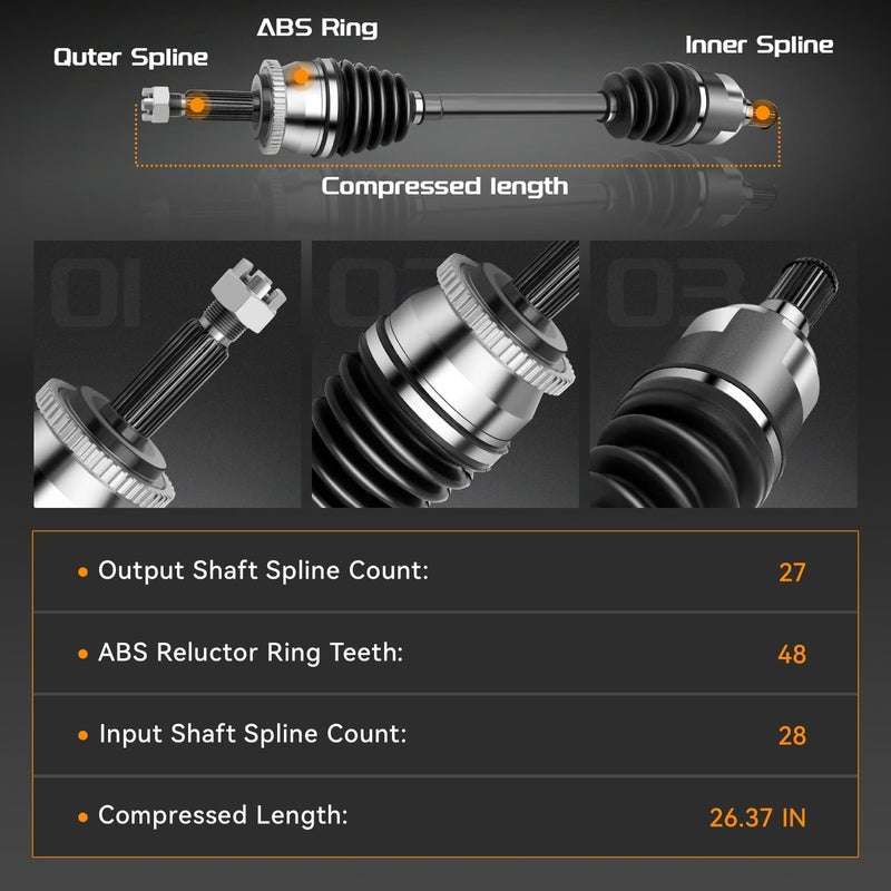 BRTEC Front CV Axle Shaft Assembly for Hyundai Sonata 2011-2014 L4 2.4L - Front Driver Side - Image 2