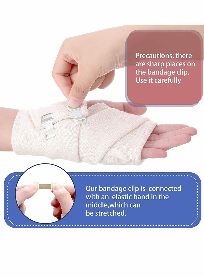 SYOSI - Elastic Bandage Clips 200 Pieces Wrap Clip with Metal Clasps Stretch Compression Replaceable for Various Types Bandages White Beige - Image 1