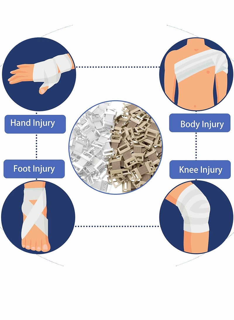 SYOSI - Elastic Bandage Clips 200 Pieces Wrap Clip with Metal Clasps Stretch Compression Replaceable for Various Types Bandages White Beige - Image 1
