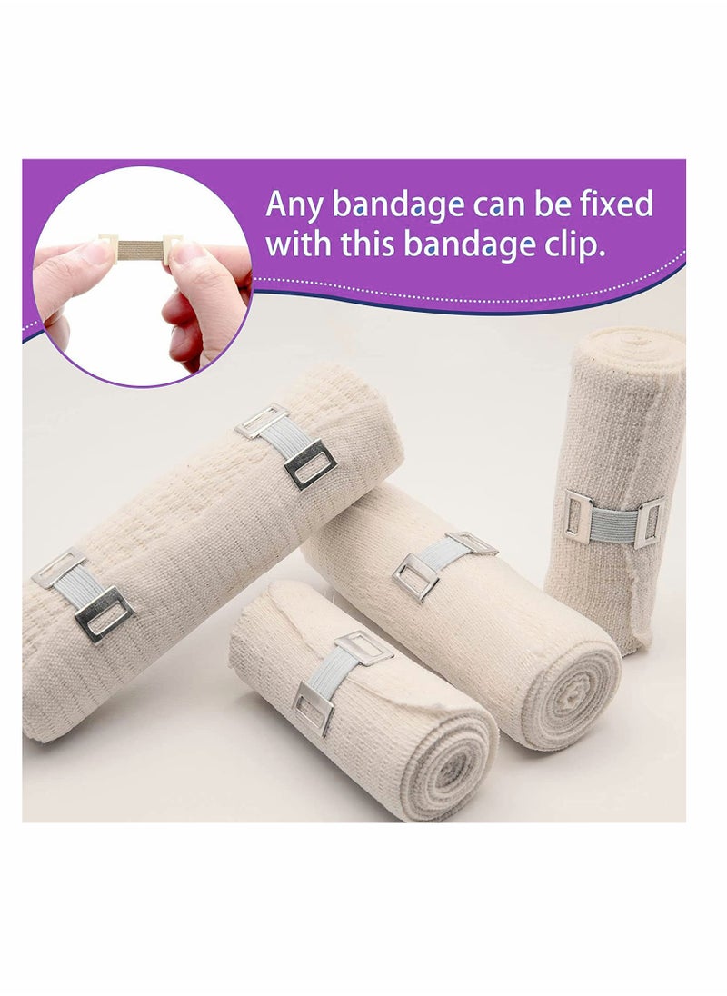 SYOSI - Elastic Bandage Clips 200 Pieces Wrap Clip with Metal Clasps Stretch Compression Replaceable for Various Types Bandages White Beige - Image 1