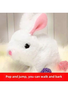 Generic Simulation Rabbit Electric Plush Rabbit Toy Children Will Call The Baby Pet Jump White Rabbit Birthday Gift-Color:Powder Rabbit-Specifications:Battery Self-provided (send Screwdriver)  - Image 2