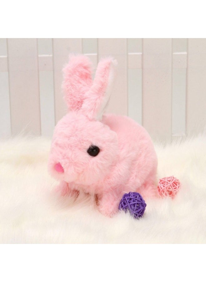 Generic - Simulation Rabbit Electric Plush Rabbit Toy Children Will Call The Baby Pet Jump White Rabbit Birthday Gift-Color:Powder Rabbit-Specifications:Battery Self-provided (send Screwdriver) - Image 1