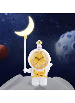Astronaut Rechargeable LED Table Lamp with Clock and Alarm Clock, Adjustable Study Desk Lamp with Pencil Sharpener, LED Table Reading Light and Night Light for Kids Room (Orange)