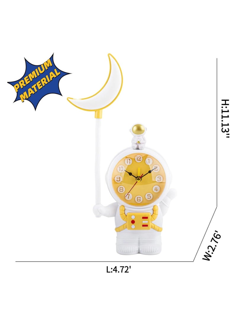 Generic - Astronaut Rechargeable LED Table Lamp with Clock and Alarm Clock, Adjustable Study Desk Lamp with Pencil Sharpener, LED Table Reading Light and Night Light for Kids Room (Orange) - Image 1