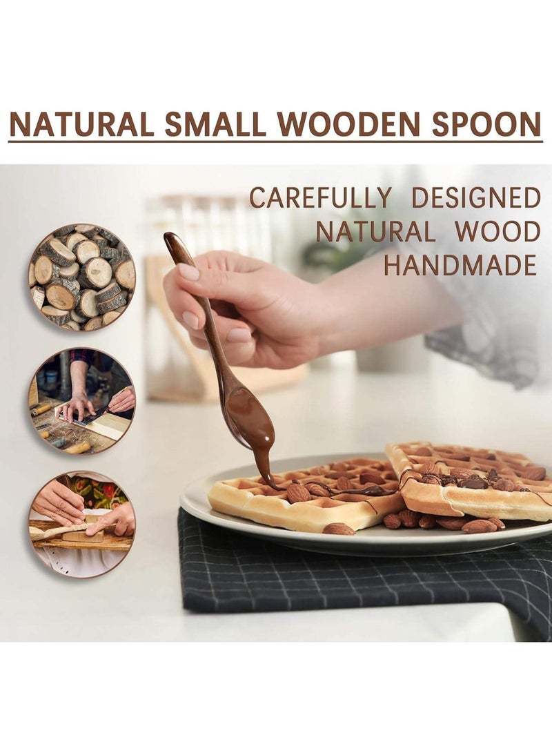 REZZOSS Premium 6 PCS Wooden Spoons for Honey, Tea & Coffee - 6.7 Inch Small Wood Serving Table Spoon Set - Eco-Friendly Reusable Bamboo Style Teaspoons for Soup, Eating & Dessert - Unique Handcrafted Kitchen Utensil Gift for Housewarming - Image 3