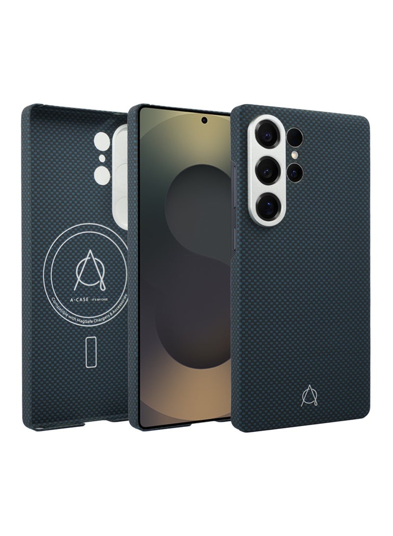 A-Case Series Desen Built-in Powerful Magnet Made of Aramid Fiber, High Quality, Light as a Feather, Thick Camera Protection Compatible with Samsung Galaxy S25 Ultra - Blue - Image 1