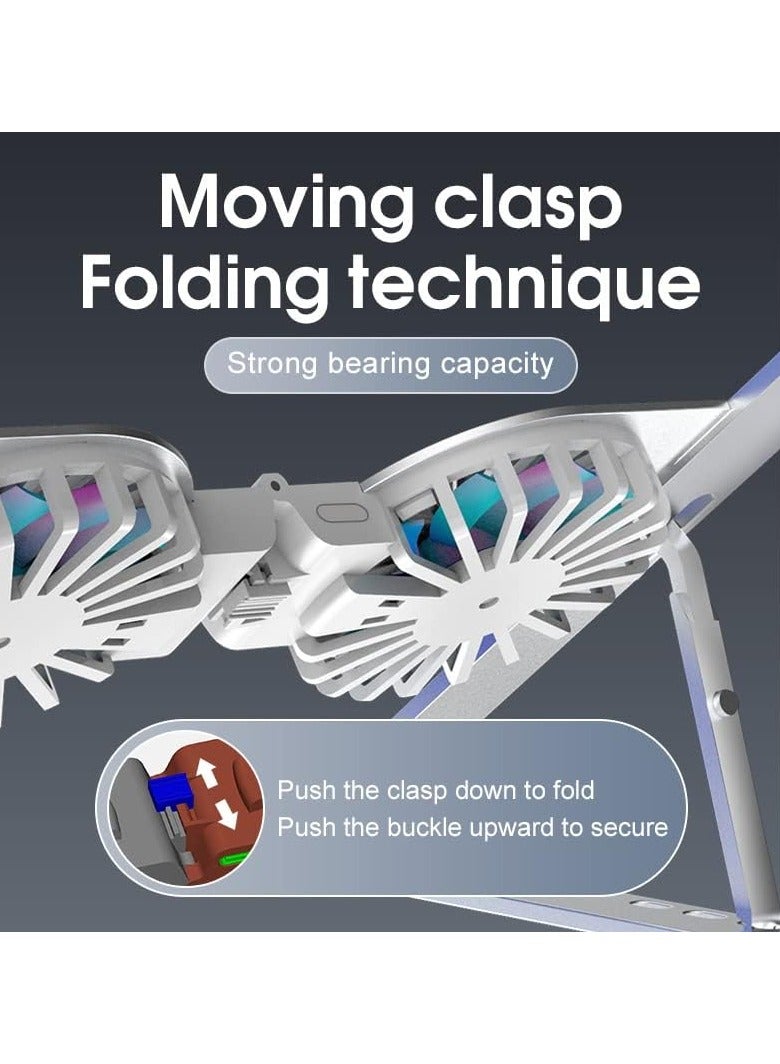 Portable Foldable Laptop Stand with 2 Cooling Fans and RGB Lights - Image 4