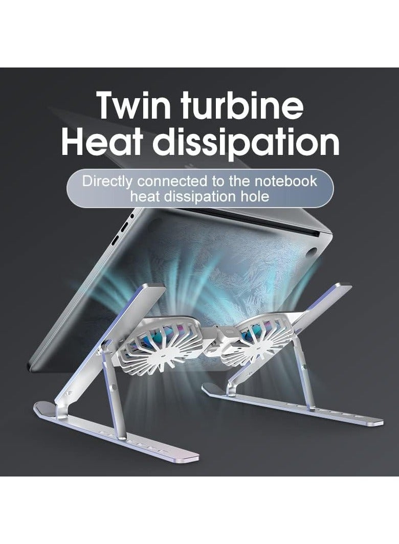 Portable Foldable Laptop Stand with 2 Cooling Fans and RGB Lights - Image 3