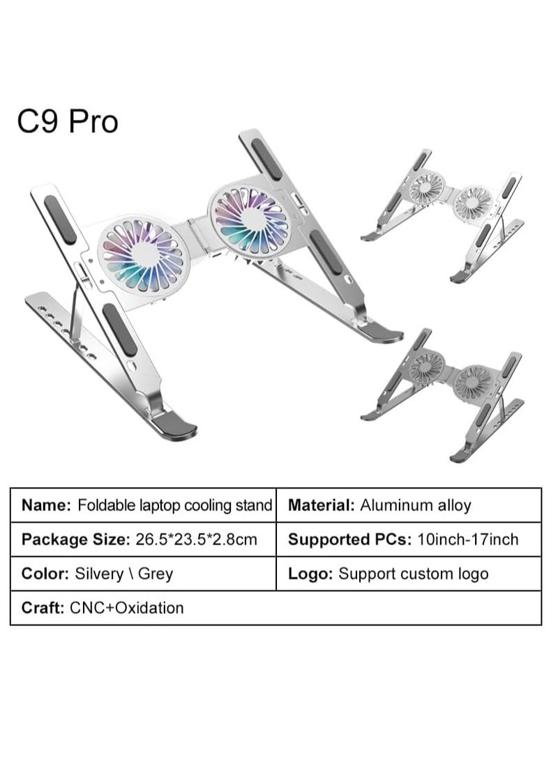Portable Foldable Laptop Stand with 2 Cooling Fans and RGB Lights - Image 2