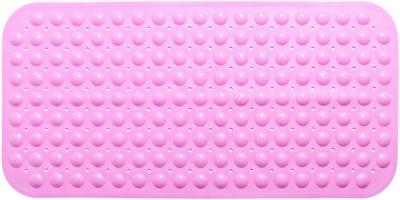 TIKE SMART Large Non-Slip Bathtub & Shower Mat 31â€x16â€ (Smooth/Non-Textured Tubs Only) Safe, Clean, Machine-Washable, Superior Grip&Drainage, Vinyl, Opaque Pink - Image 3