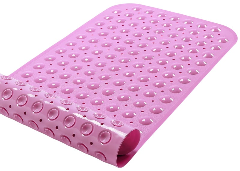 TIKE SMART Large Non-Slip Bathtub & Shower Mat 31â€x16â€ (Smooth/Non-Textured Tubs Only) Safe, Clean, Machine-Washable, Superior Grip&Drainage, Vinyl, Opaque Pink - Image 4