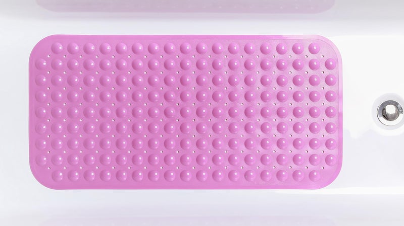 TIKE SMART Large Non-Slip Bathtub & Shower Mat 31â€x16â€ (Smooth/Non-Textured Tubs Only) Safe, Clean, Machine-Washable, Superior Grip&Drainage, Vinyl, Opaque Pink - Image 5