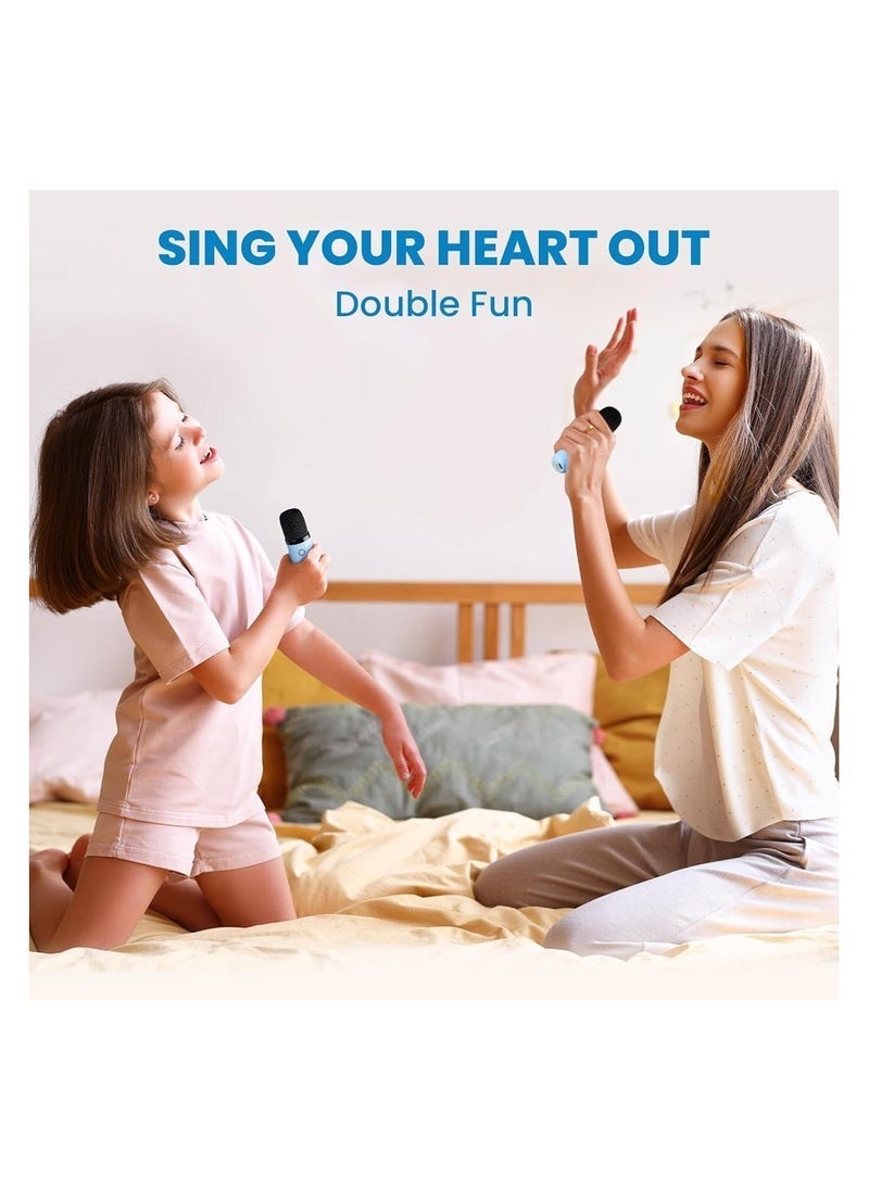 JAJEEK K12 Mini Karaoke Machine For Kids With 2 Wireless Microphones – Portable Bluetooth Speaker With Colorful LED Lights – Rechargeable Music Player For Singing, Parties & Gifts – Fun Wireless Karaoke Set For Boys & Girls With Echo Control - Image 4