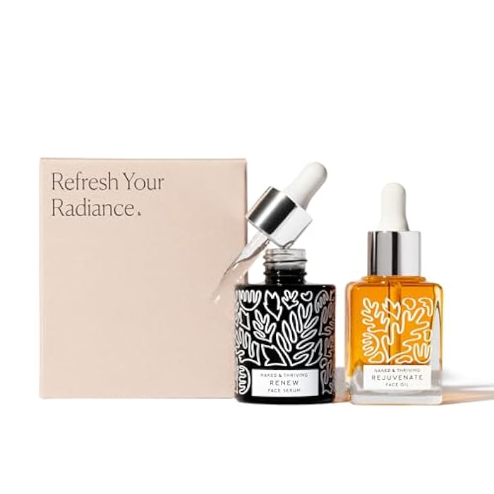 Naked + Thriving Naked & Thriving The Night Set | Renew Resurfacing Night Serum (30 mL) + Rejuvenate Restorative Face Oil (35 mL) with Hyaluronic Acid, Argan & Sea Buckthorn Oils and Fruit AHAs (Set of 2) - Image 2