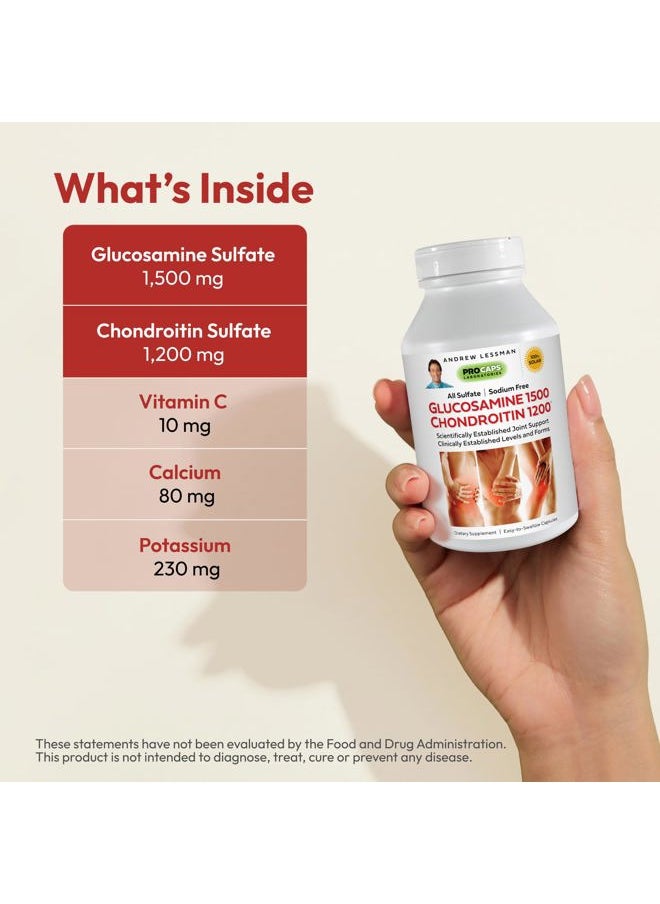 Andrew Lessman Glucosamine 1500 Chondroitin 1200mg - 150 Capsules - 100% Sulfate Form, Research Established Ingredients and Levels for Support of Healthy Joint Tissue. Small Easy to Swallow Capsules  - Image 3