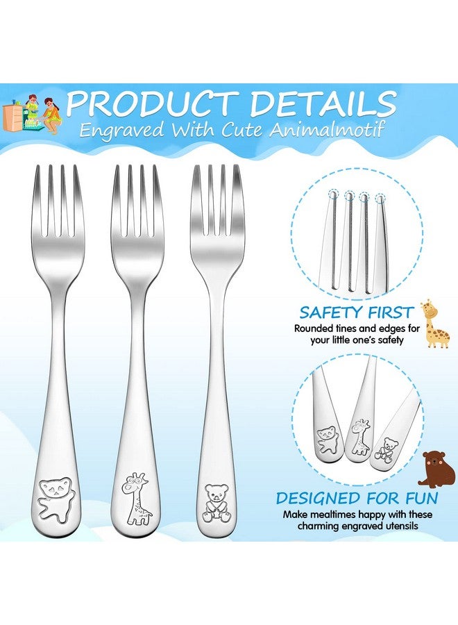 eBoot 36 Pcs Kids Silverware Set Toddler Utensils Stainless Steel Safe Forks and Spoons 16 Kids Forks 16 Kids Spoons Children Metal Cutlery Set Baby Flatware Sets (Silver) - Image 4