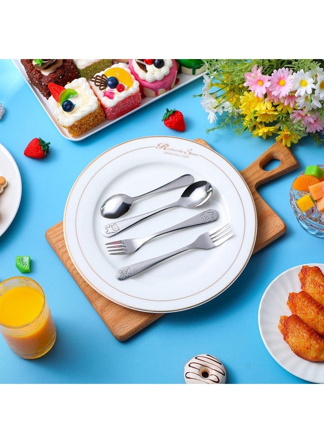 eBoot 36 Pcs Kids Silverware Set Toddler Utensils Stainless Steel Safe Forks and Spoons 16 Kids Forks 16 Kids Spoons Children Metal Cutlery Set Baby Flatware Sets (Silver) - Image 3