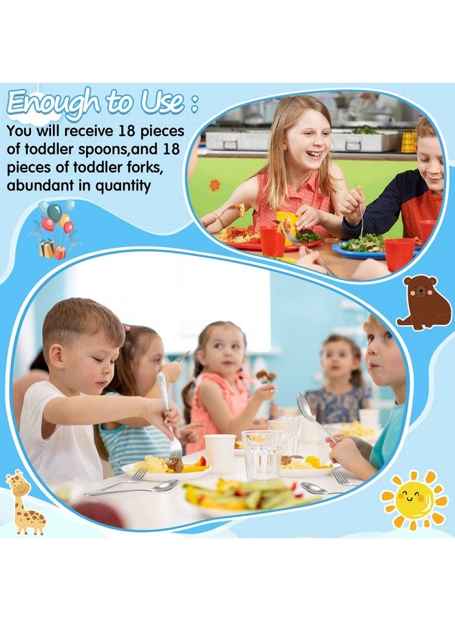 eBoot 36 Pcs Kids Silverware Set Toddler Utensils Stainless Steel Safe Forks and Spoons 16 Kids Forks 16 Kids Spoons Children Metal Cutlery Set Baby Flatware Sets (Silver) - Image 5