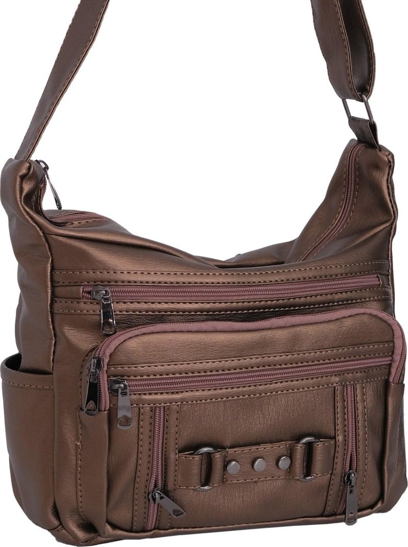 Kurtuluş Çanta Kurtuluş Bag Women's Bag Nine Eyed Ladies Soft Leather Crossbody Bag 
