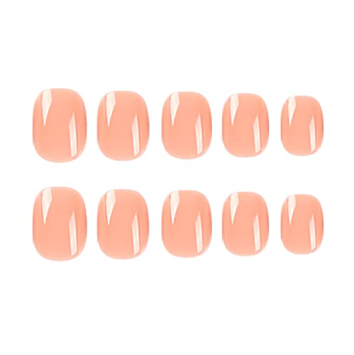 RikView Short Press On Oval Fake Nails Glossy Acrylic Full Cover Nails for Women 24 PCsSet Nude - Image 5