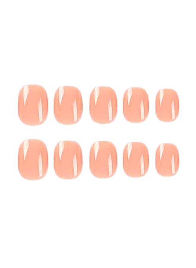RikView Short Press On Oval Fake Nails Glossy Acrylic Full Cover Nails for Women 24 PCsSet Nude - Image 4