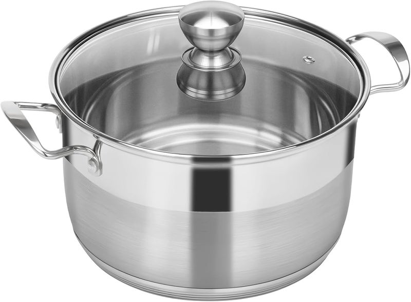Ohtomber Stainless Steel Stock Pot - 12 Quart Large Cooking Pot with Lid for Pasta, Soup, Spaghetti, Nonstick Thick Base Deep Stockpot, Kitchen Cookware for Stew, Simmer, Boiling, Canning - Image 1