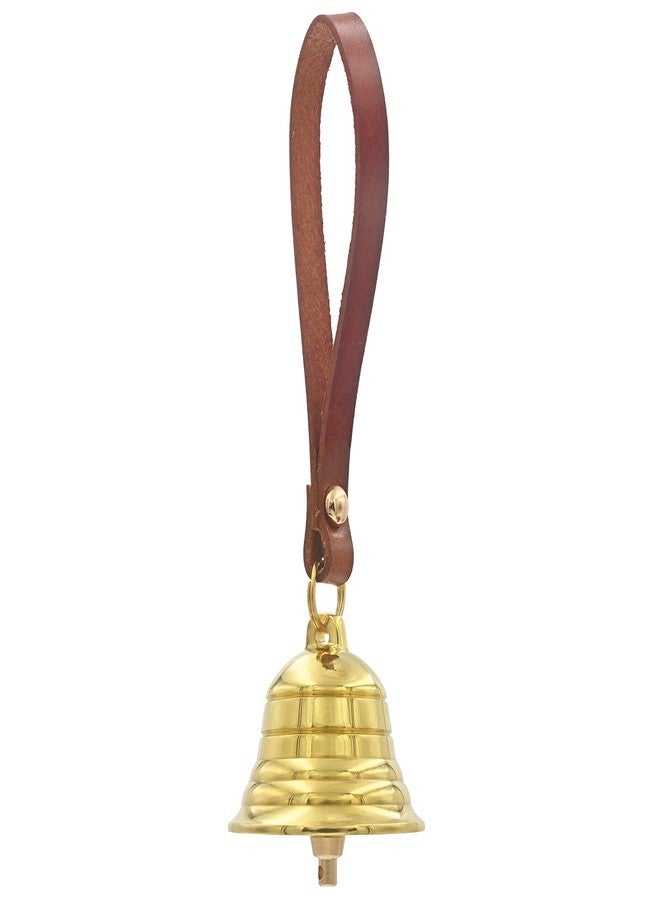 KMOATIM Brass Hanging Bell for Door Knob Decoration, Gold Home Garden Christmas Decor Shopkeepers Bell on Leather Rope Xmas DIY - Image 1